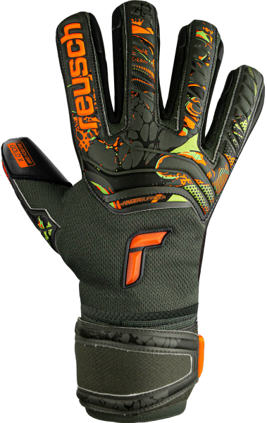 Reusch Attrakt Gold X Finger Support Junior 5372050 5555 green grey front